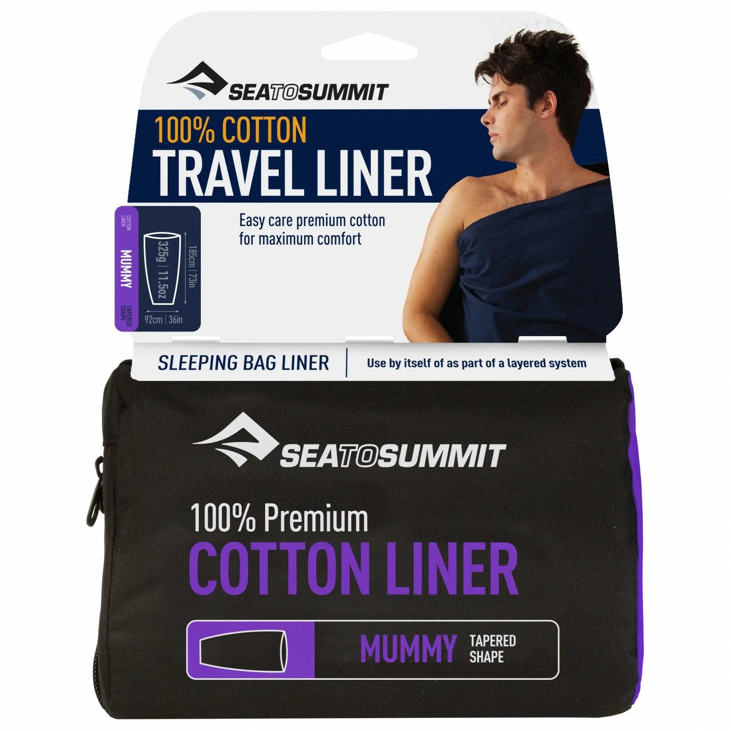 Sea To Summit Premium Cotton Travel Liner Mummy - Travel Sleeping Bag - Image 2