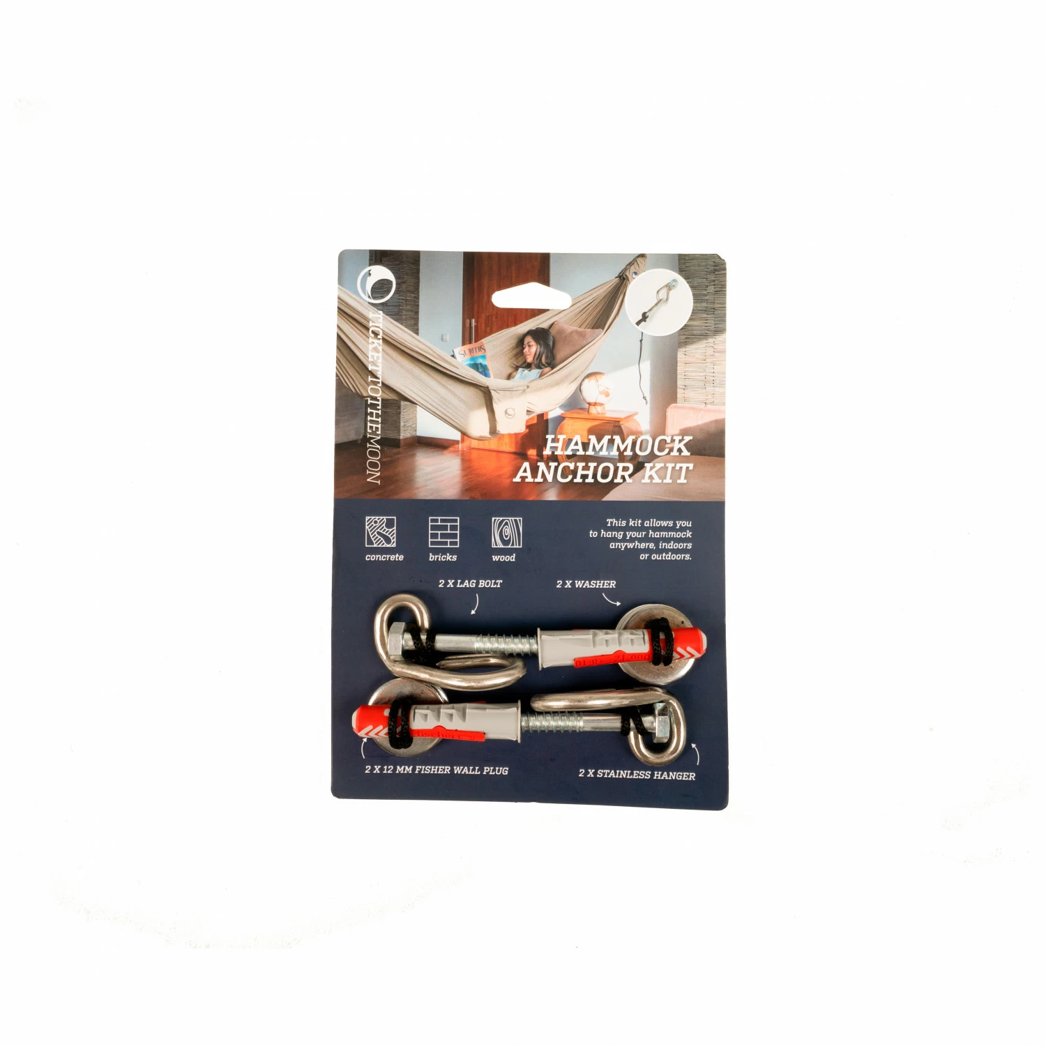 TICKET TO THE MOON Hammock Anchors Pair Of Hangers For Concrete Walls - Hammock Suspension - Image 6