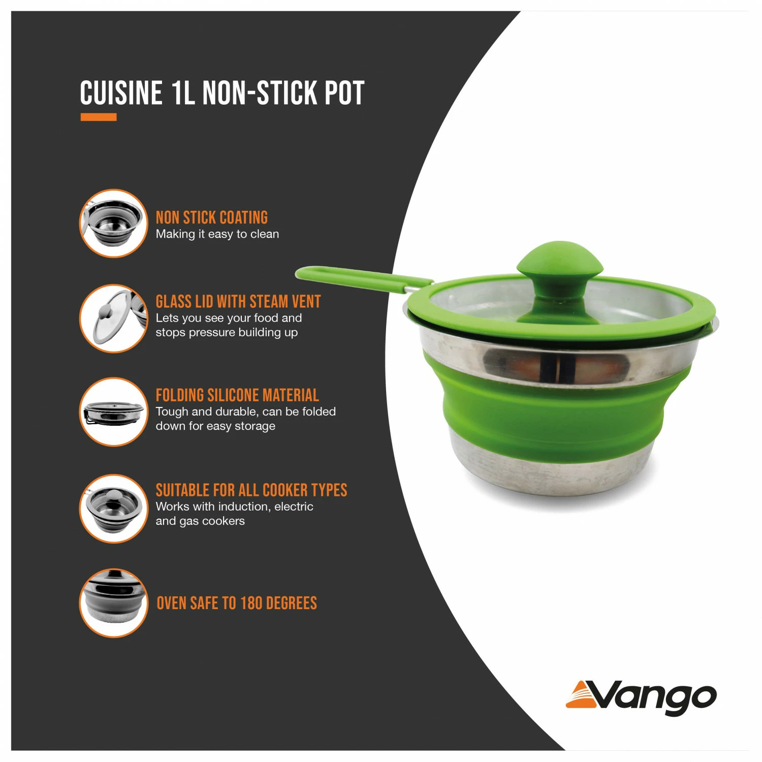 Vango Cuisine 1L Non-Stick Pot - Pot - Image 6
